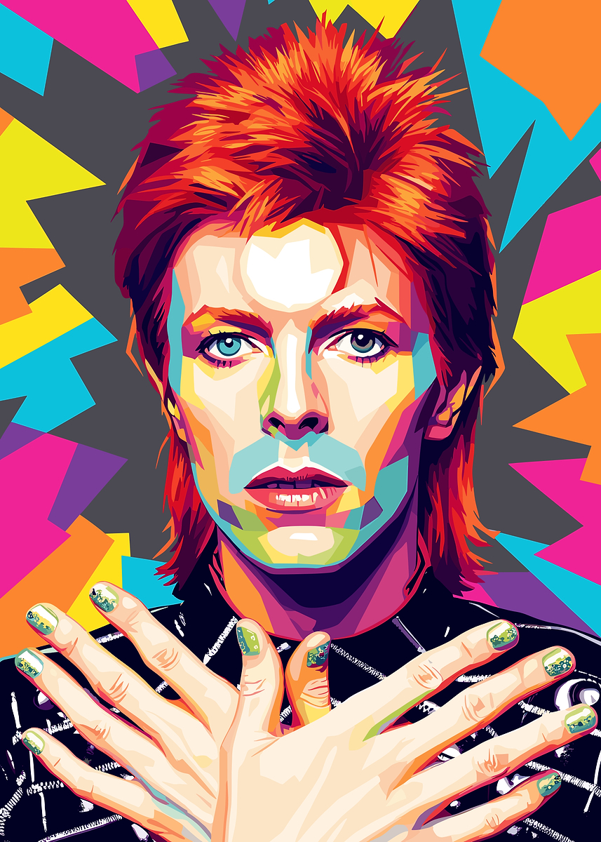 David Bowie Colorful Pop Art Portrait' Poster, picture, metal