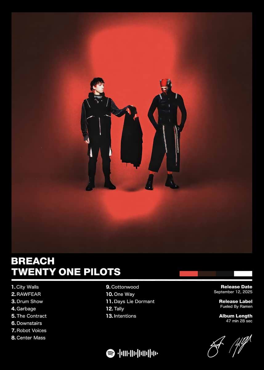 Twenty One Pilots 公式ポスター Twenty One Pilots - Breach' Poster, picture, metal print, paint by
