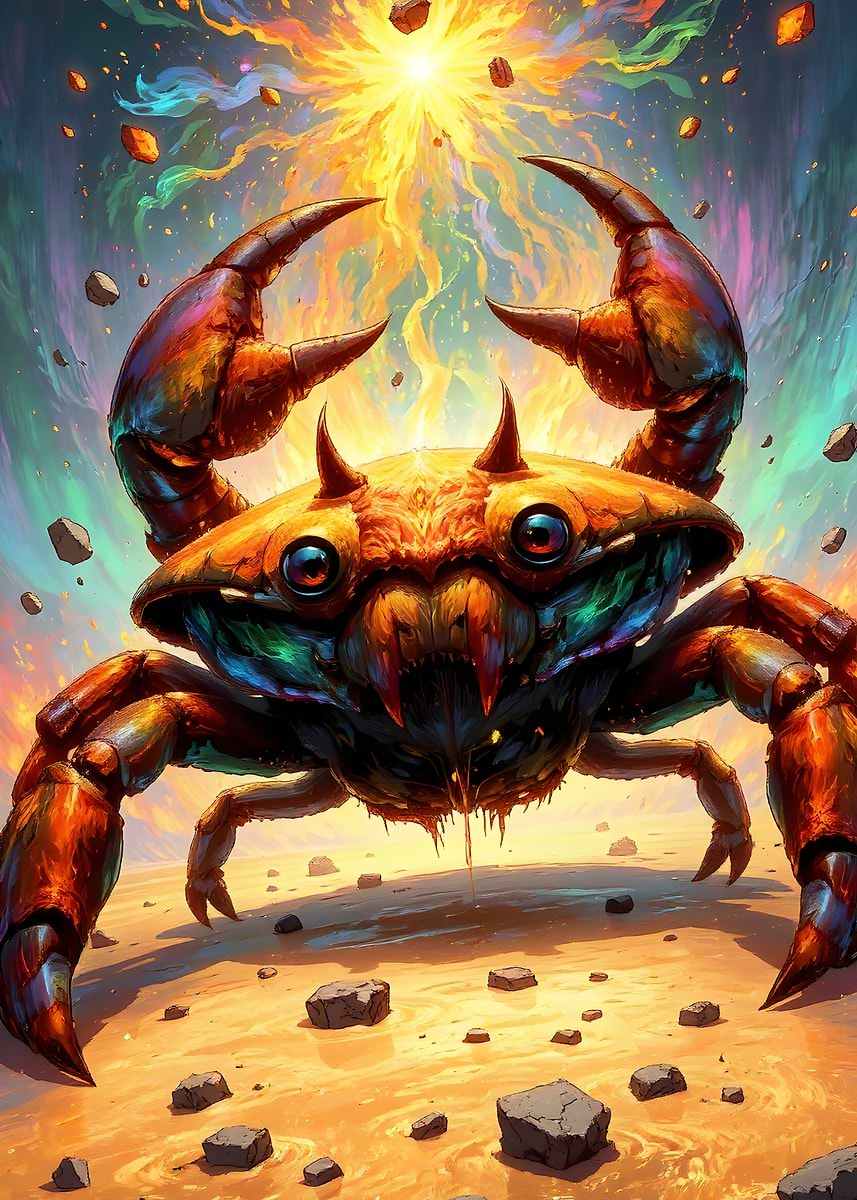 'Surreal Crab on Alien Beach' Poster, picture, metal print, paint by ...
