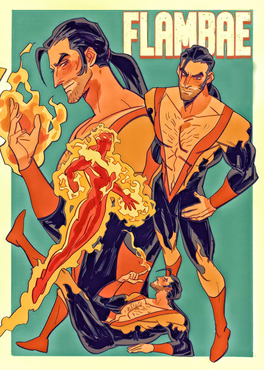 Flambae Comic Book Art' Poster, picture, metal print, paint by
