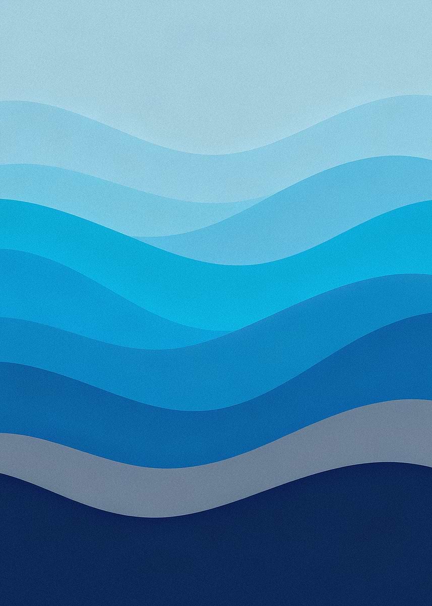 'Minimalist Blue Gradient Abstract Waves - Deep Sea Layers' Poster ...