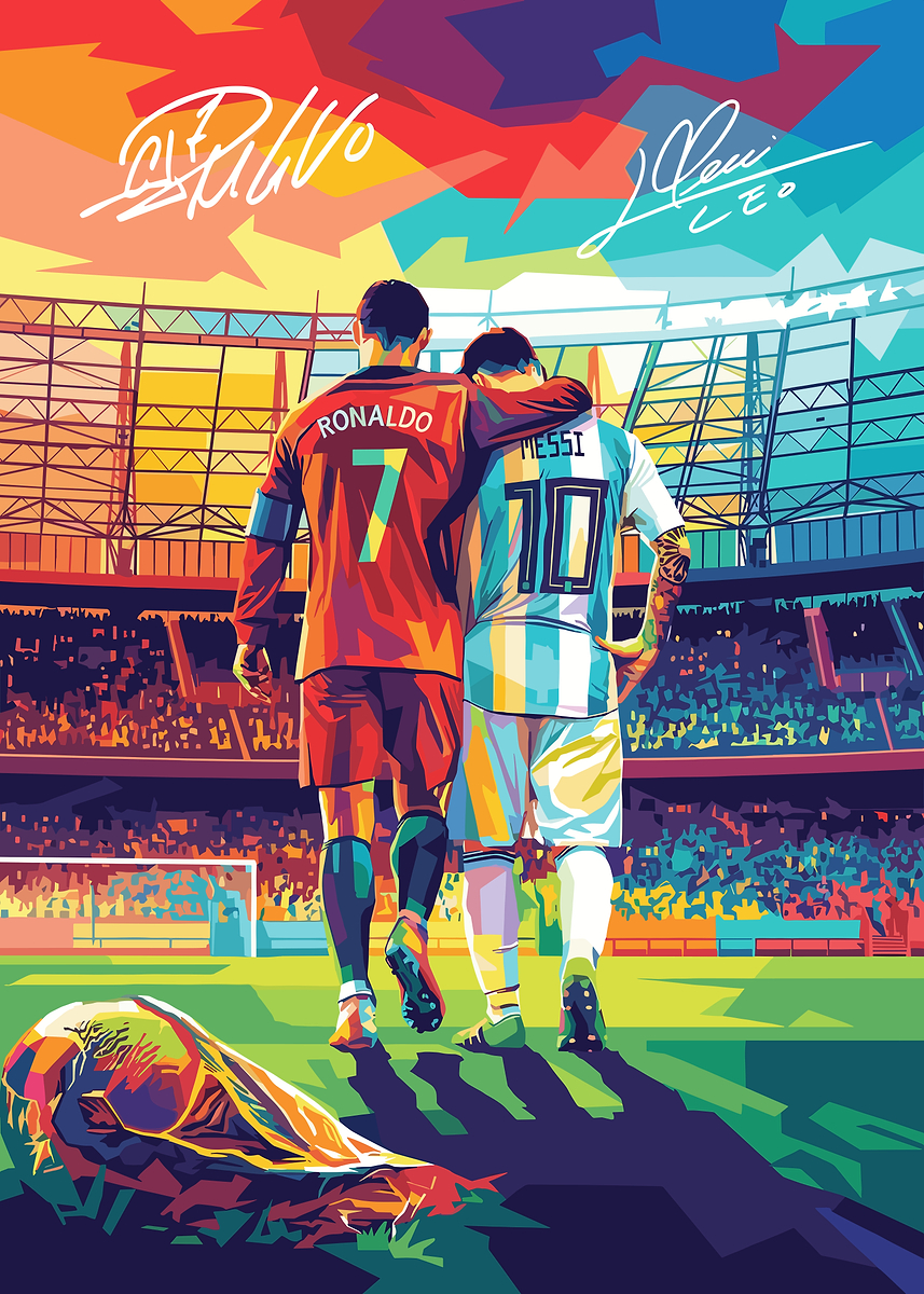Ronaldo and Messi Together Poster, Picture & Metal Print – Soccer