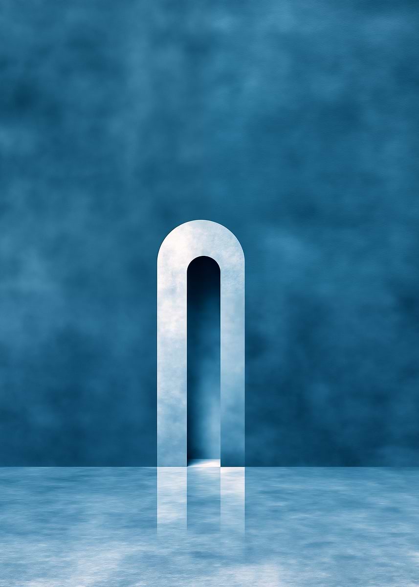 'Abstract Blue Archway' Poster, picture, metal print, paint by Daorius ...