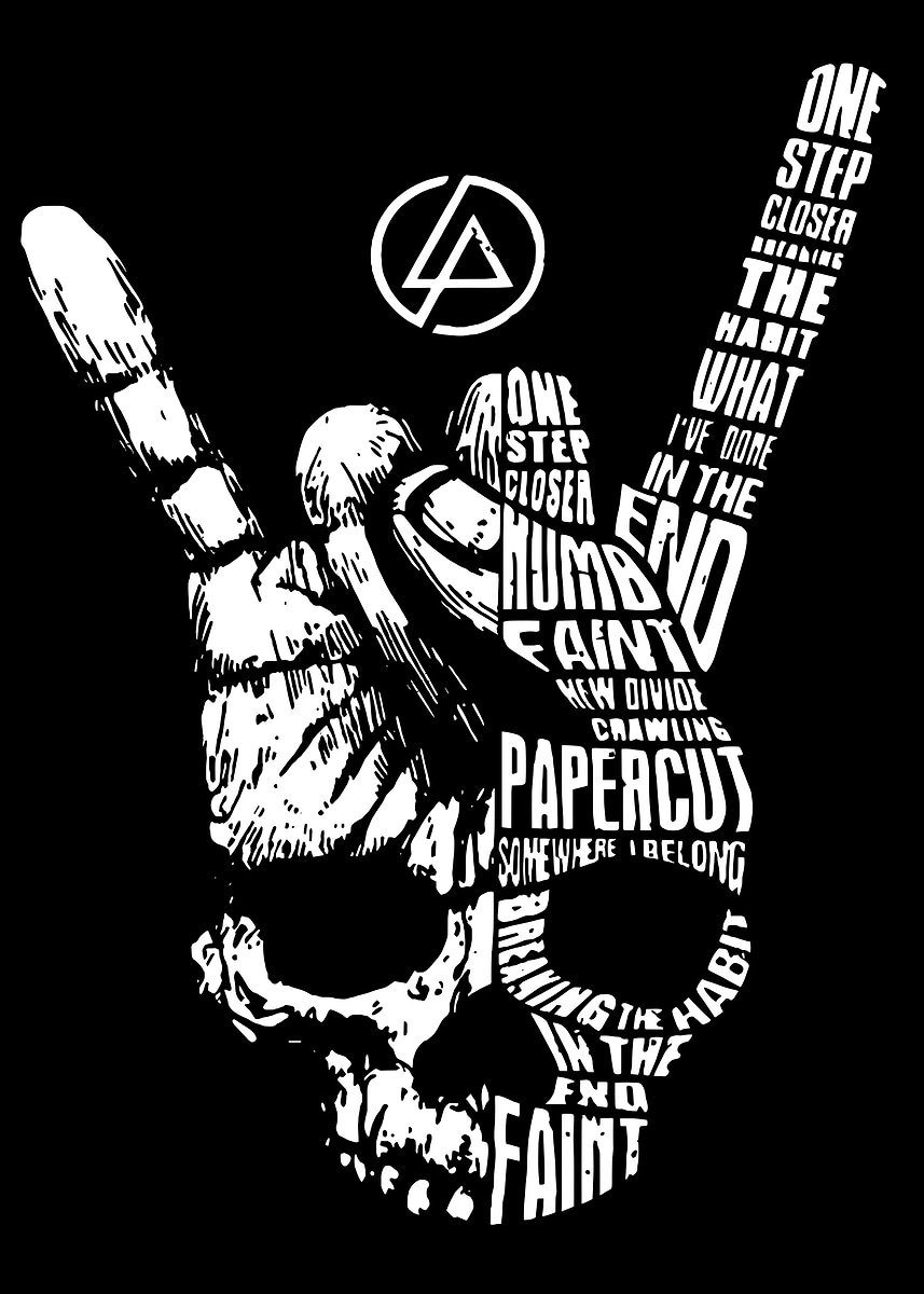 Linkin Park Skull Typography Art' Poster, picture, metal print