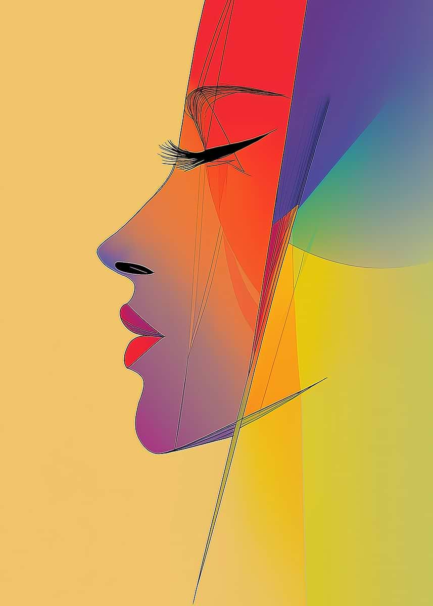 'Abstract Woman Profile Portrait' Poster, picture, metal print, paint ...