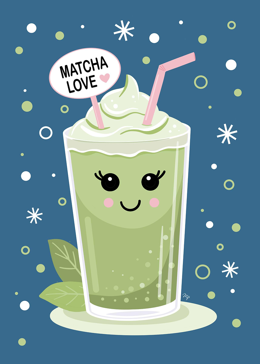 cute-matcha-drink-illustration-poster-picture-metal-print-paint-by