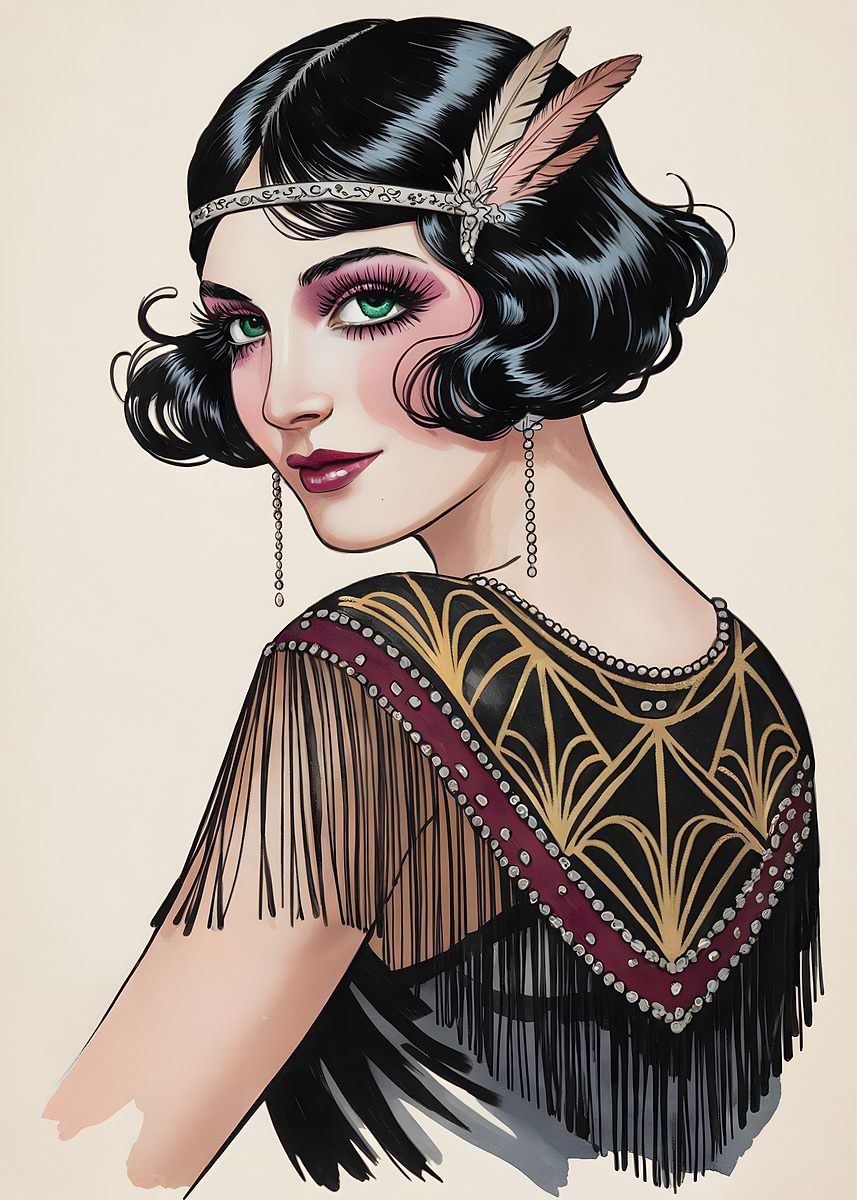 'Flapper Girl Illustration' Poster, picture, metal print, paint by ...