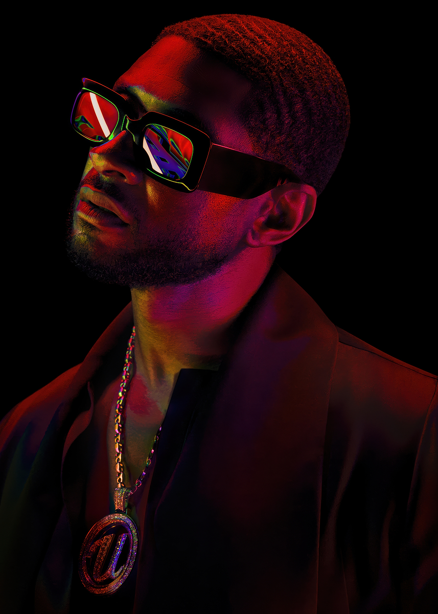 'Man with Sunglasses and Chain usher super bowl' Poster, picture, metal ...