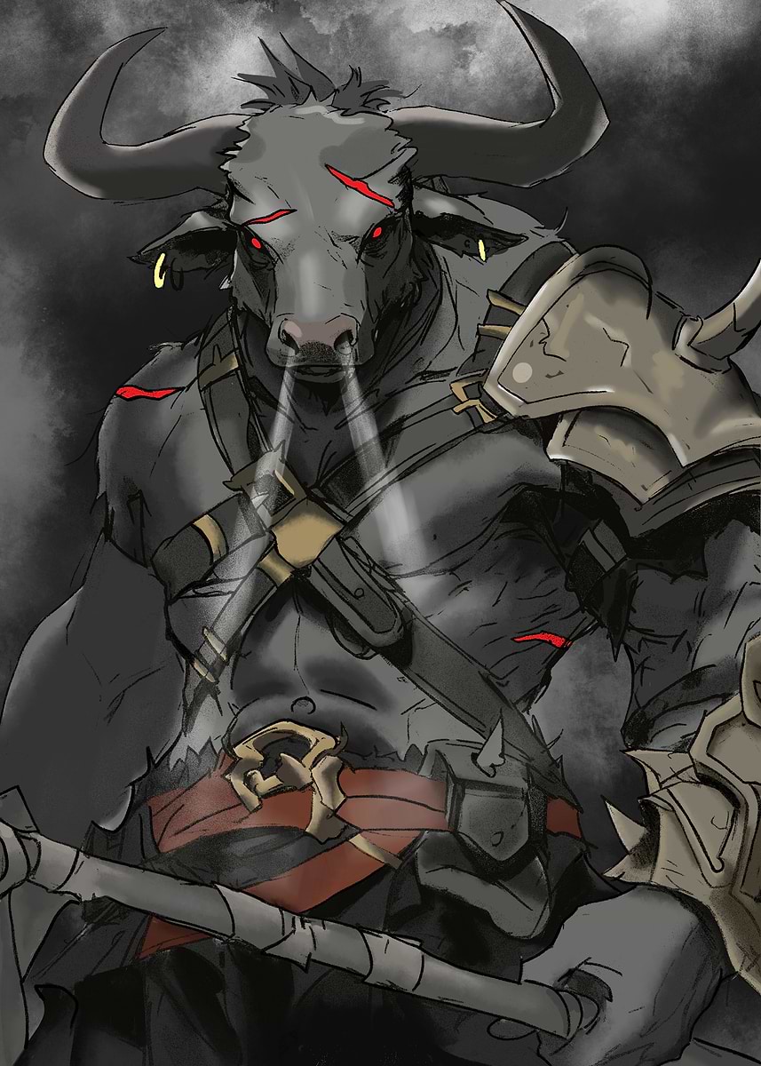 Minotaur Warrior Illustration' Poster, picture, metal print, paint