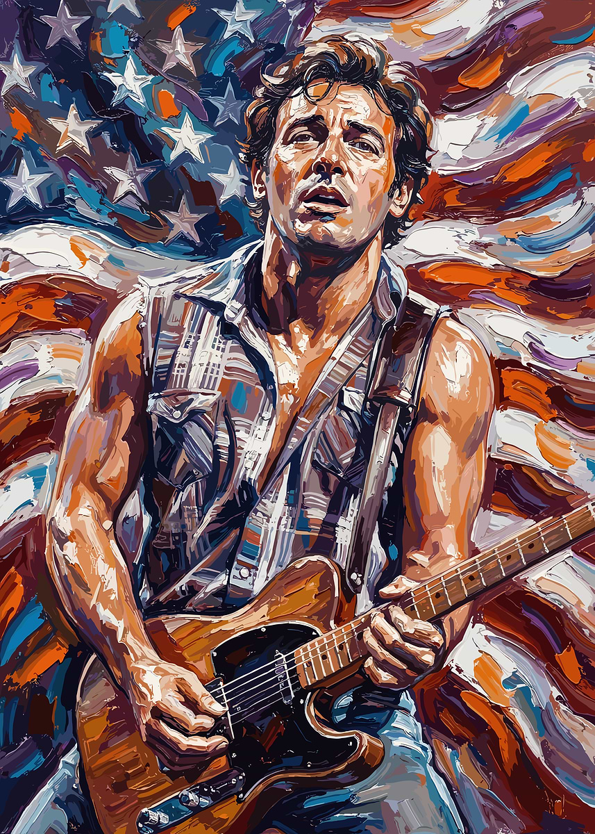 'Bruce Springsteen American Flag Painting' Poster, picture, metal print ...