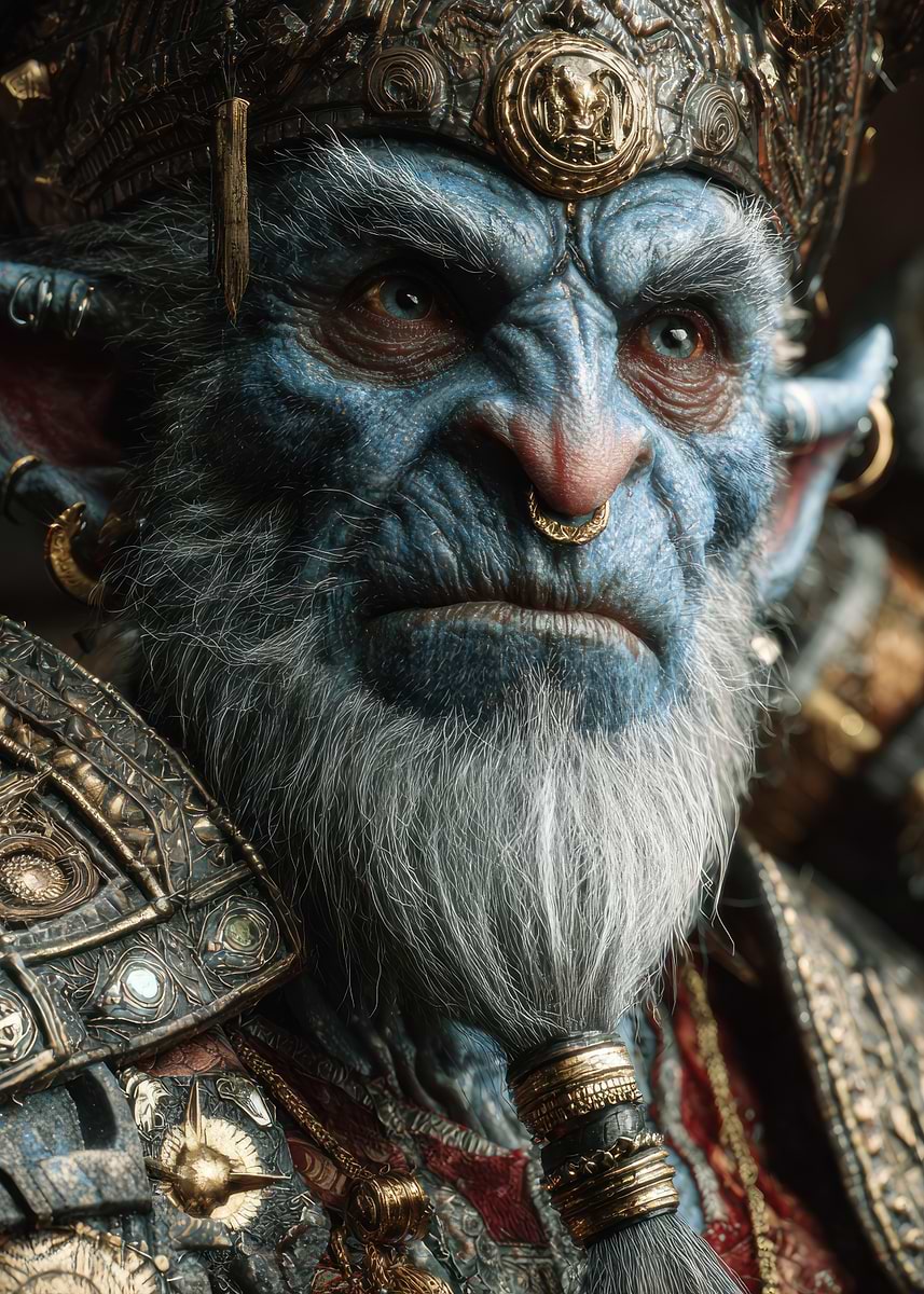'Blue-skinned Fantasy Creature Portrait' Poster, picture, metal print ...