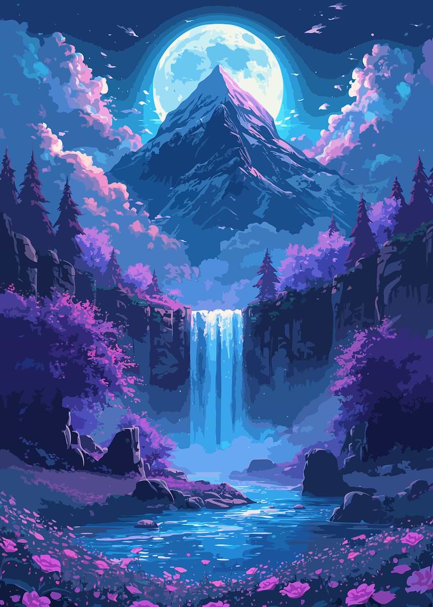 絵画 Mountain waterfall 12ff0195-7d6b-4aff-9ff8-