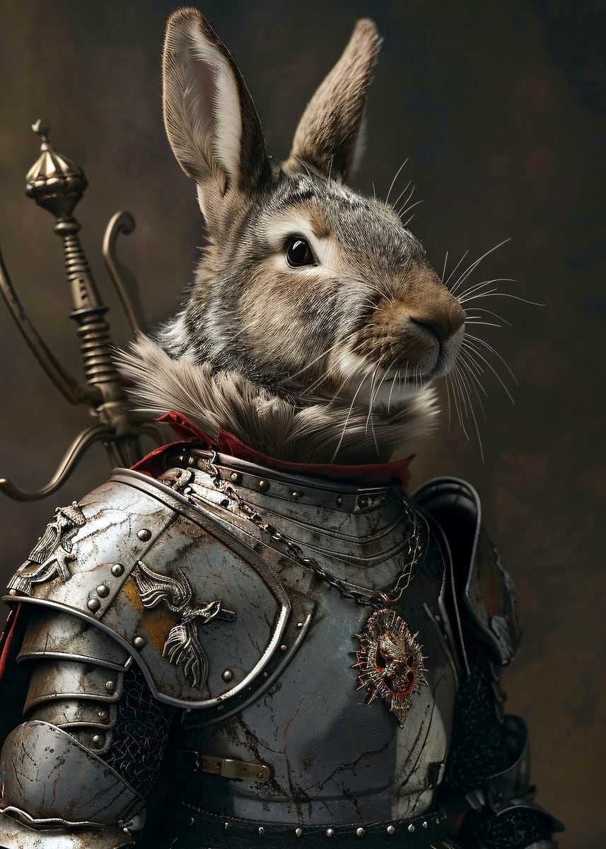 'Rabbit Knight in Armor Portrait' Poster, picture, metal print, paint ...
