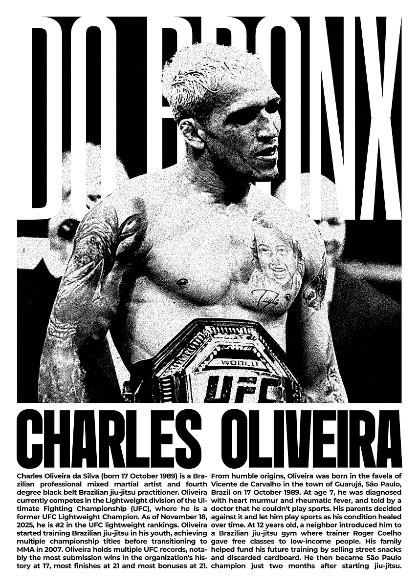  Charles Oliveira UFC Champion Poster Poster Picture Metal Print 