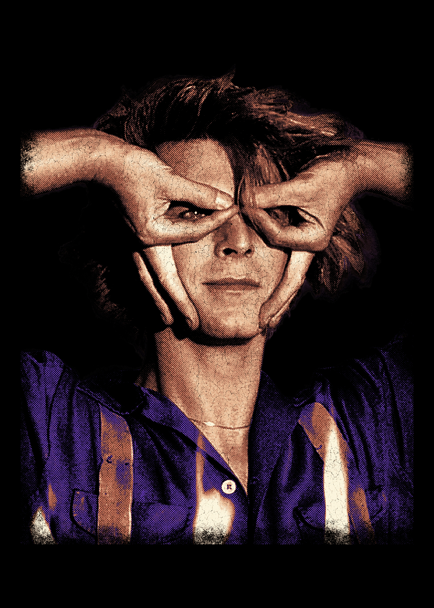 David Bowie Hands Over Eyes' Poster, picture, metal print, paint