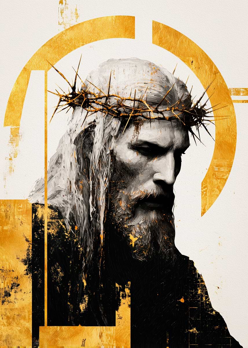 'Abstract Jesus Christ Portrait ' Poster, picture, metal print, paint ...