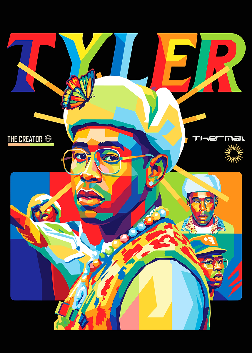 Tyler, The Creator Colorful Portrait' Poster, picture, metal print