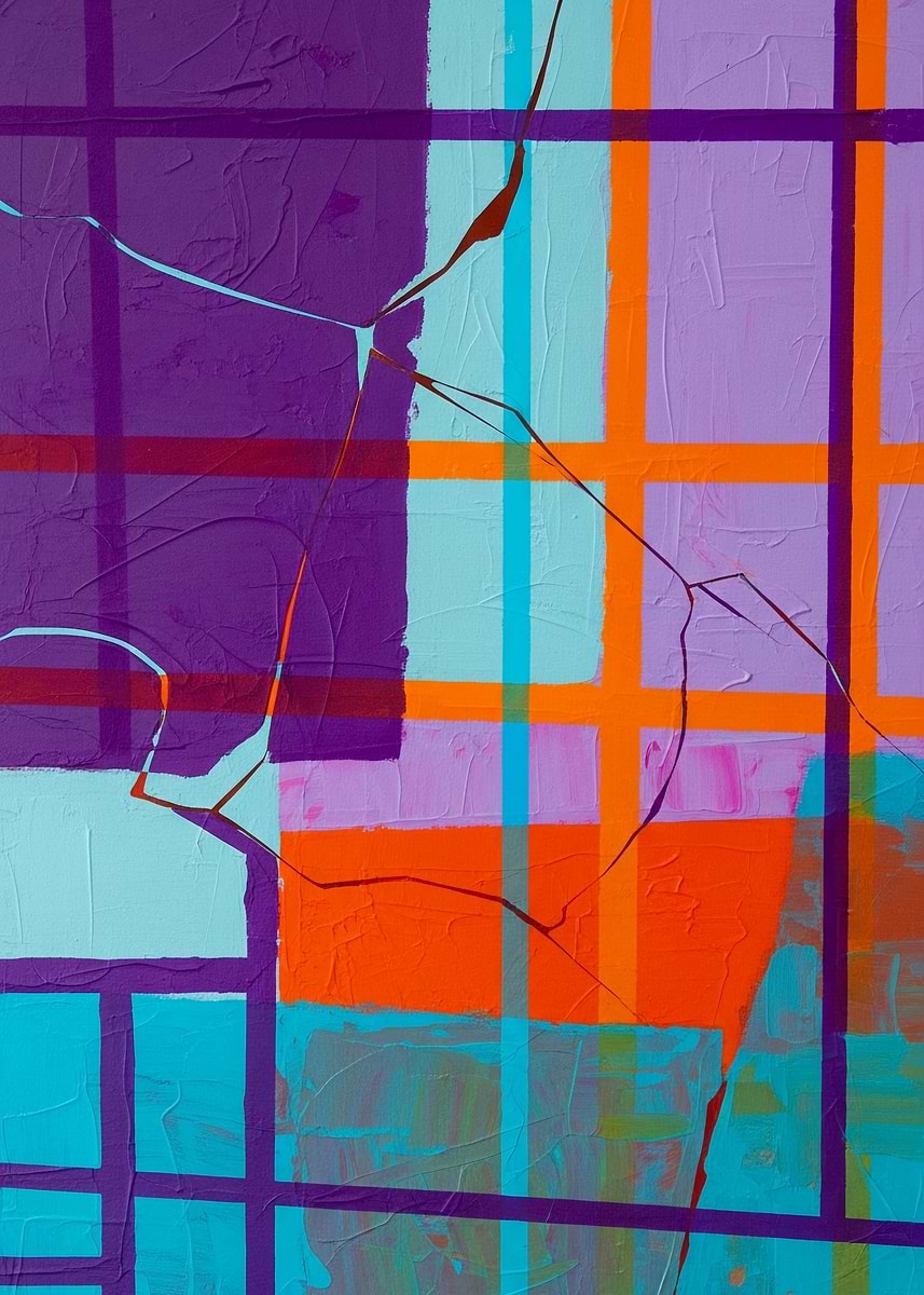'Abstract Grid Painting with Bold Colors' Poster, picture, metal print ...