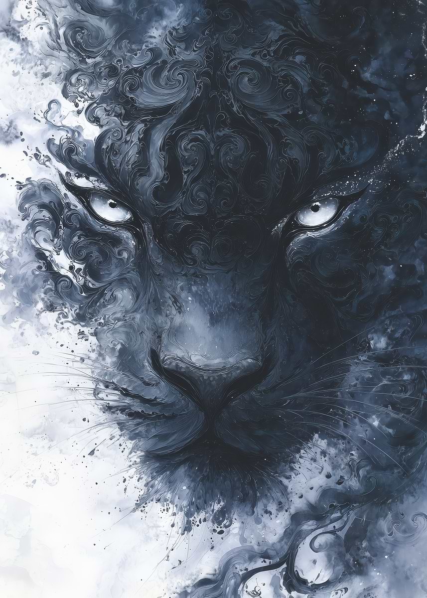 'Abstract Black Panther Portrait' Poster, picture, metal print, paint ...