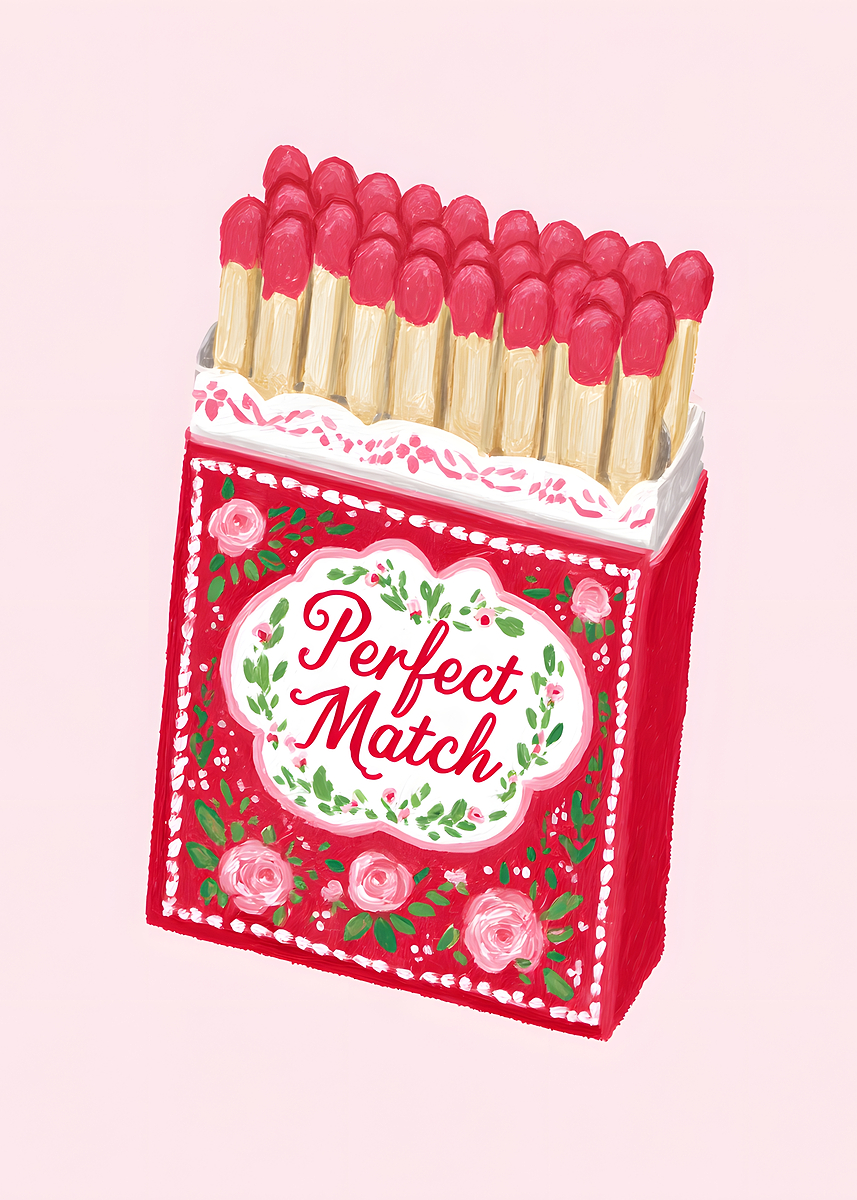 'Perfect Match Box Illustration' Poster, picture, metal print, paint by ...