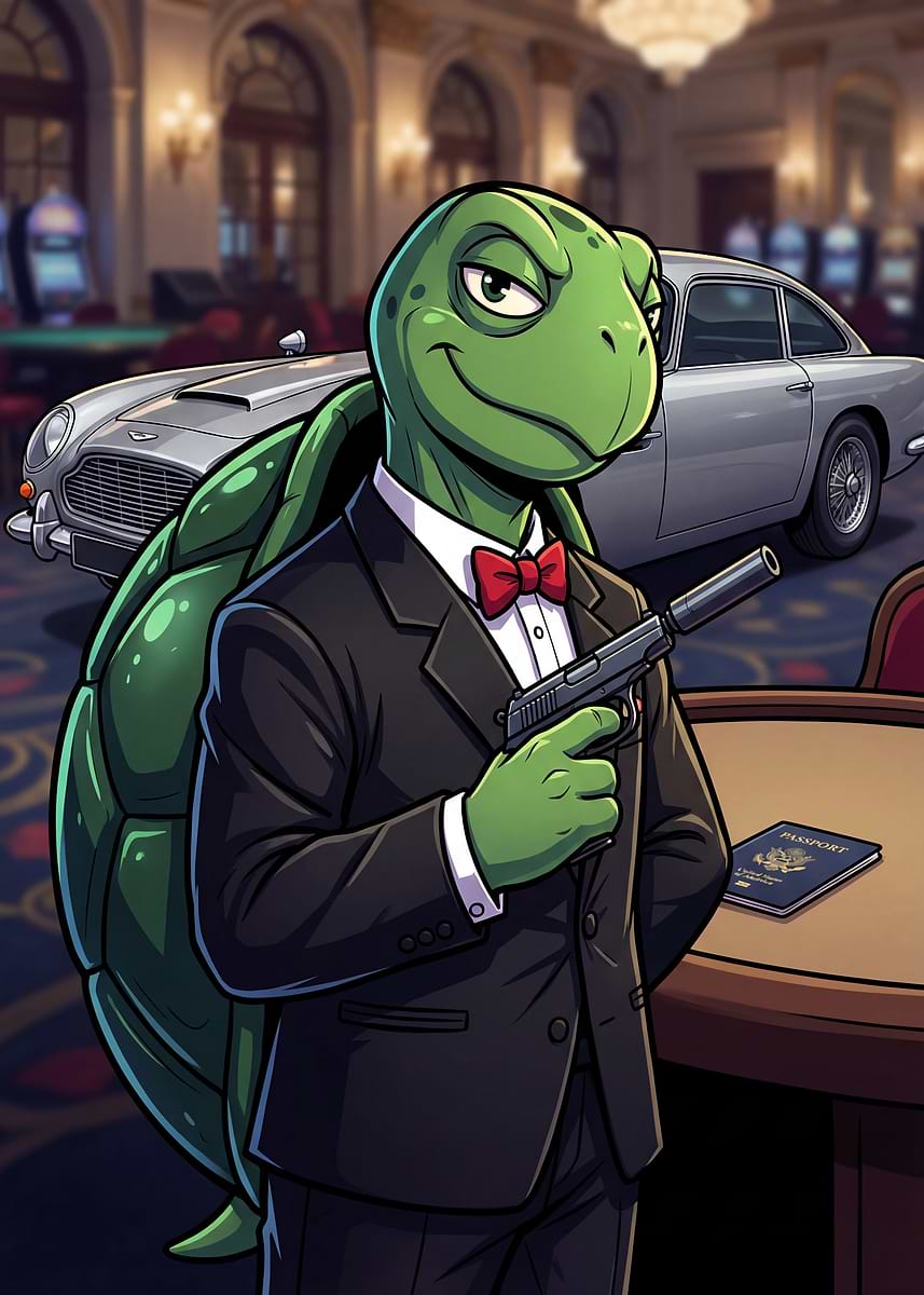 Imposter Turtle 'Turtle Spy in Casino' Poster, picture, metal print, paint by Tobasiano ...