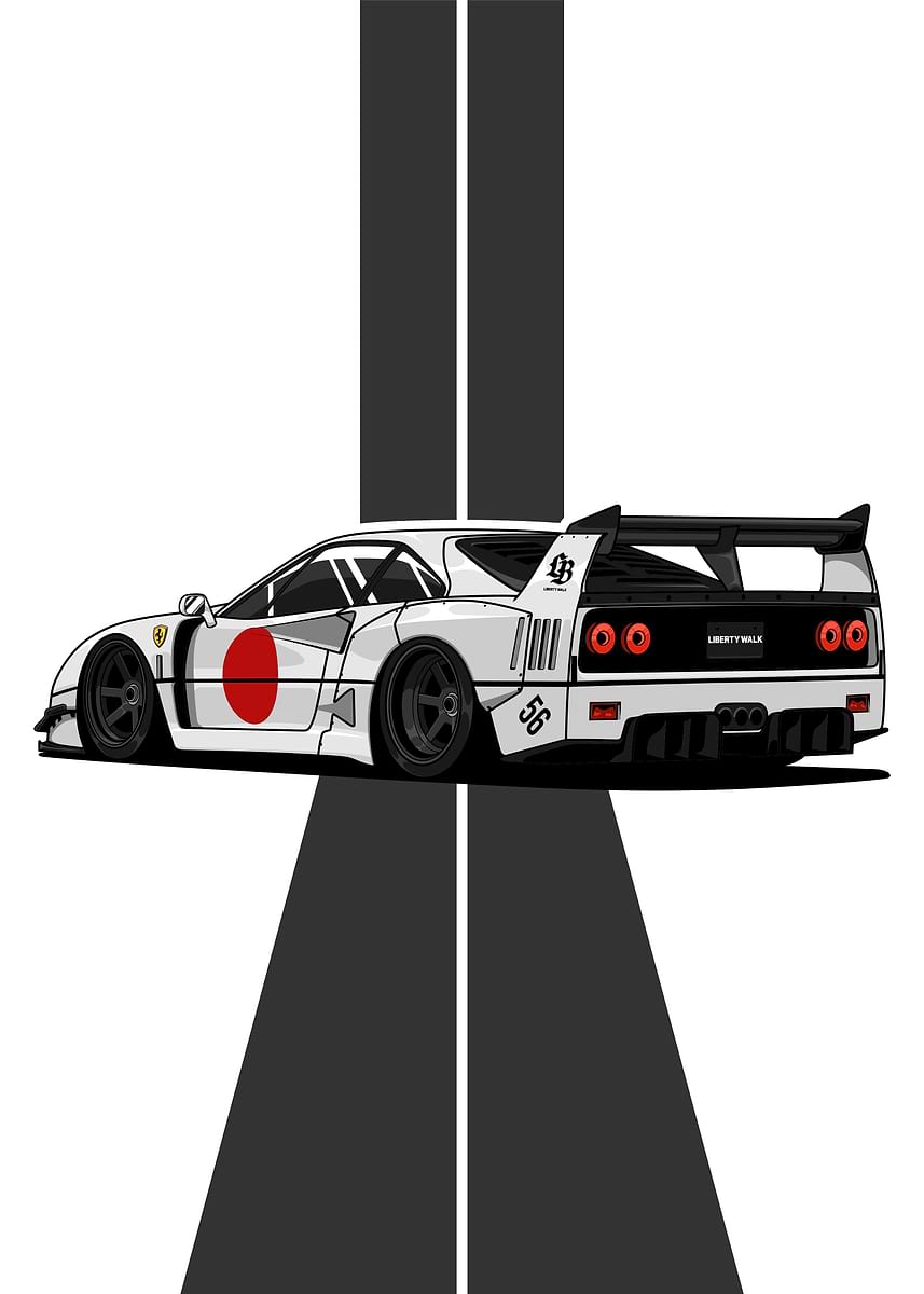 'White Ferrari F40 LBWK' Poster, picture, metal print, paint by Heru ...