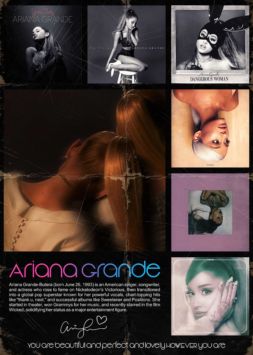 Ariana Grande Collage' Poster, picture, metal print, paint by to