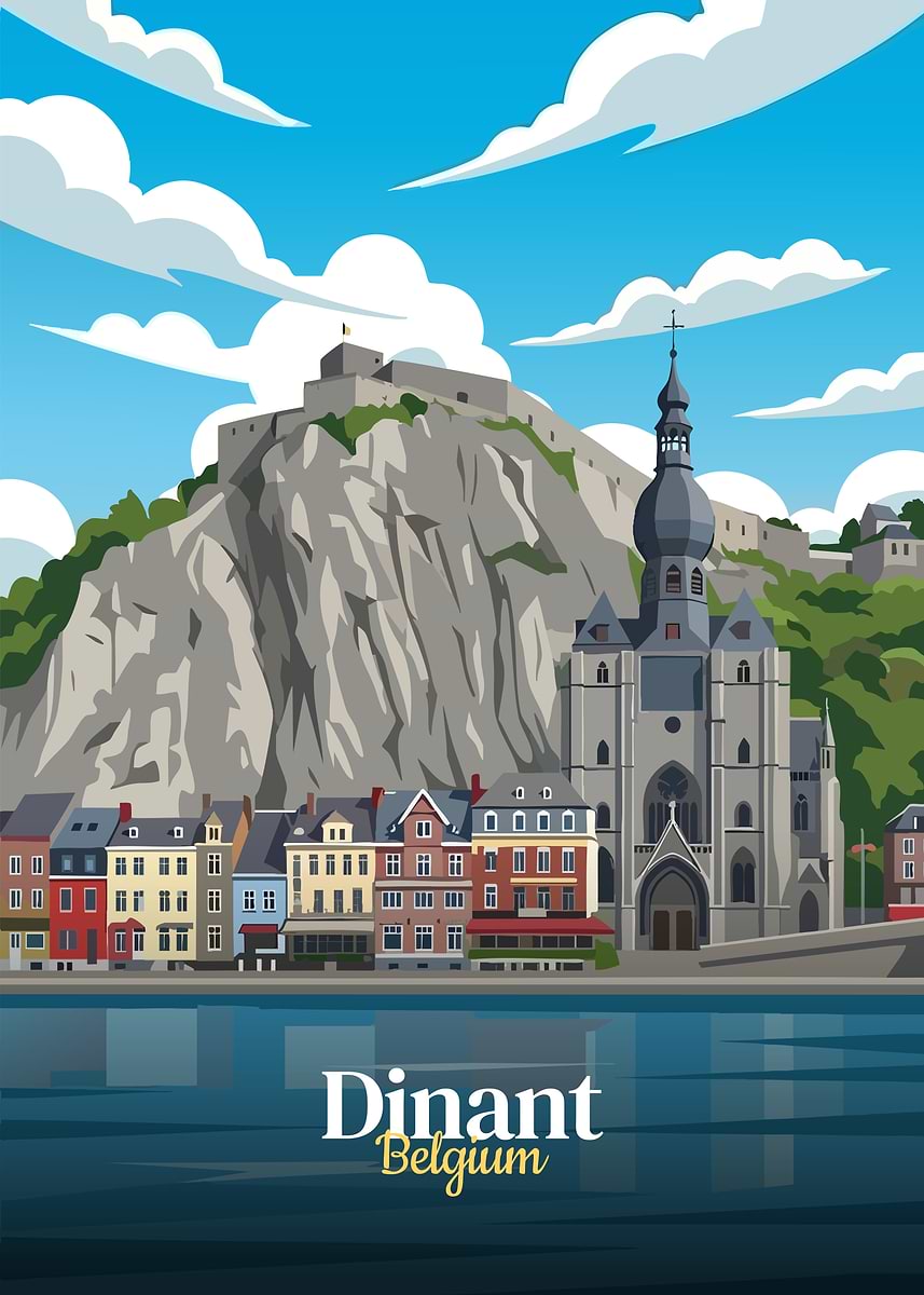 'Dinant, Belgium Travel Poster' Poster, picture, metal print, paint by ...