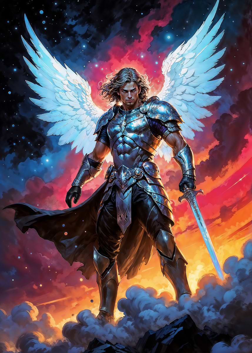 Archangel Michael Fantasy Illustration' Poster, picture, metal