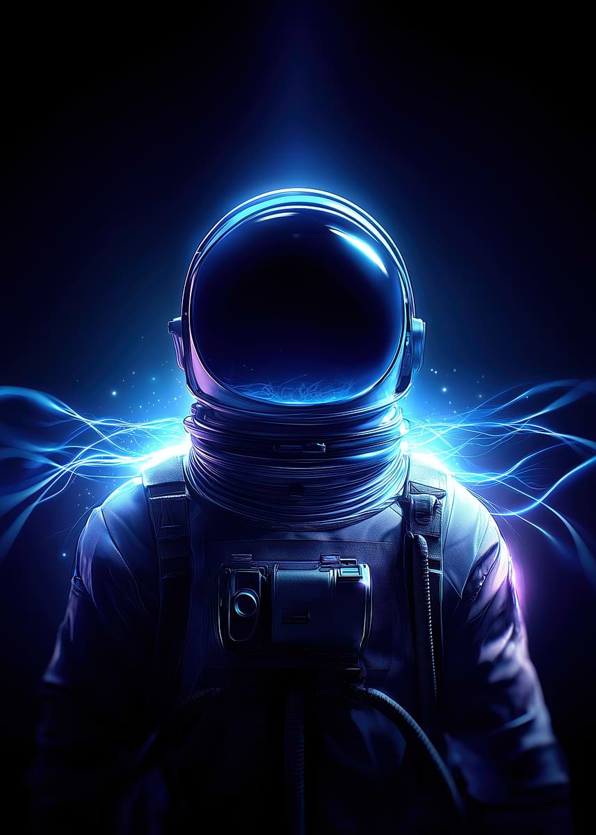 'Astronaut in Cosmic Space Suit' Poster, picture, metal print, paint by ...