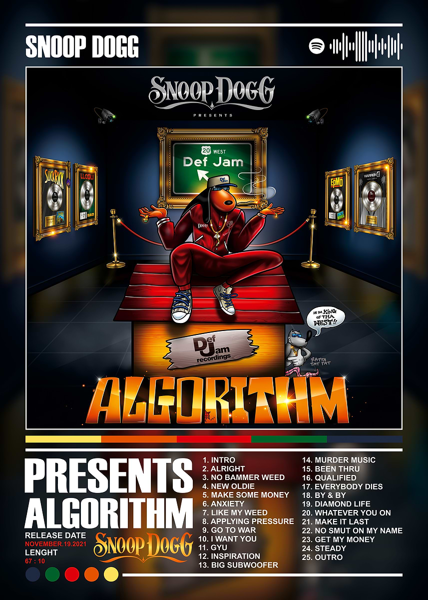 Algorithm Album Cover 'Snoop Dogg - Algorithm Album Cover' Poster, picture, metal print ...