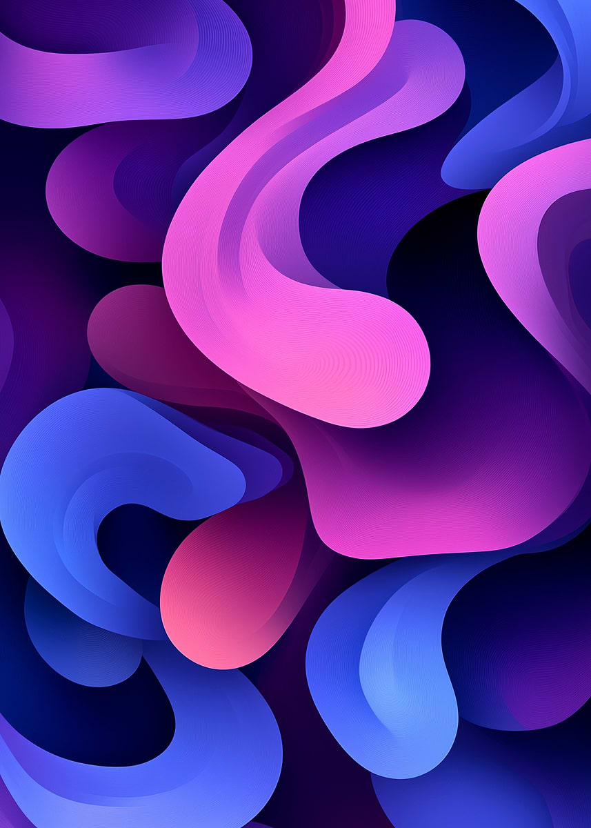 'Abstract Fluid Shapes in Pink and Blue' Poster, picture, metal print ...