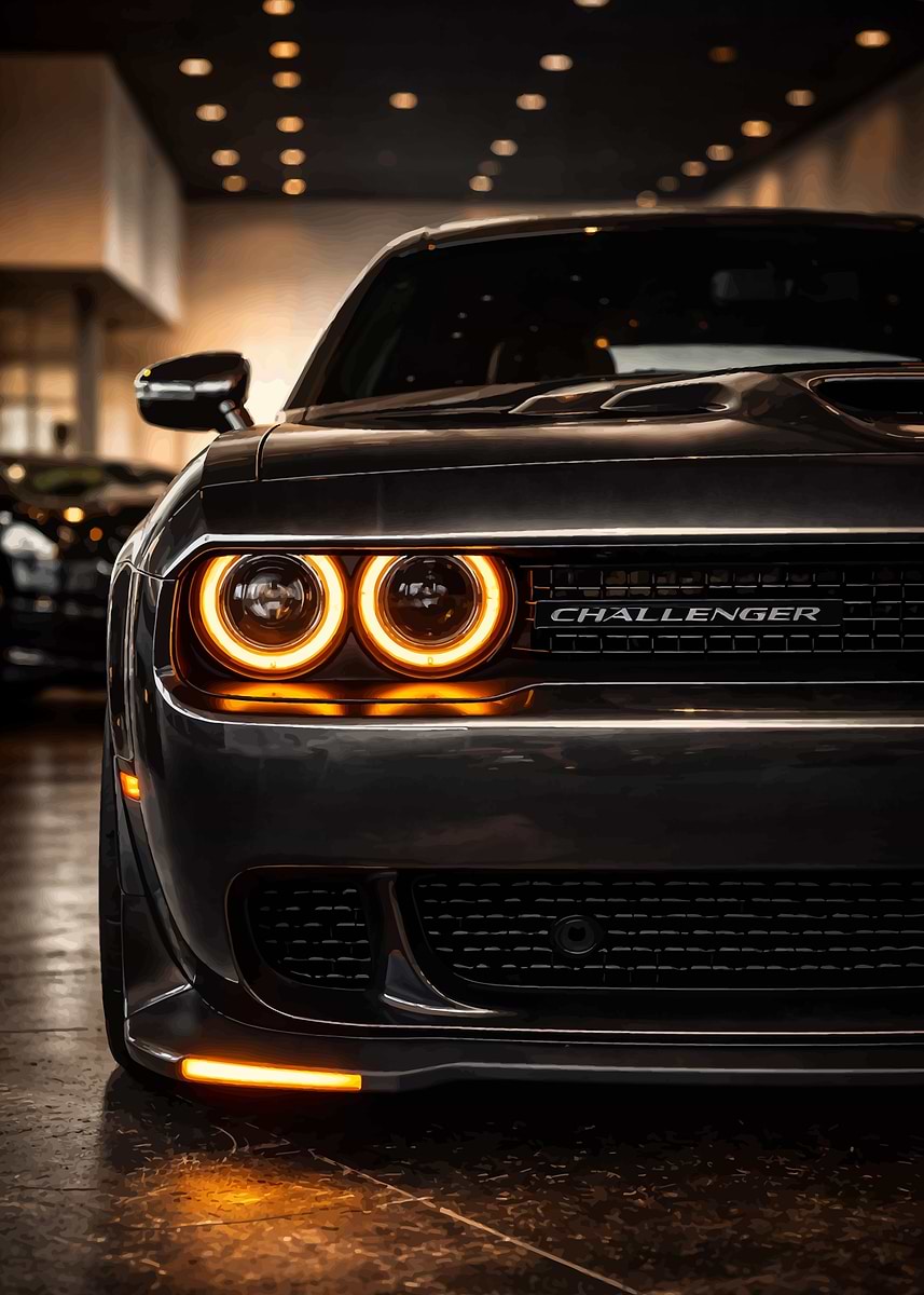 Dodge Challenger Front View' Poster, picture, metal print, paint