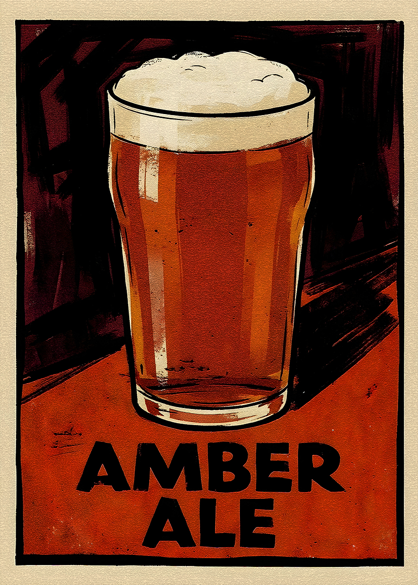 'Amber Ale Beer Poster' Poster, picture, metal print, paint by Diamond ...