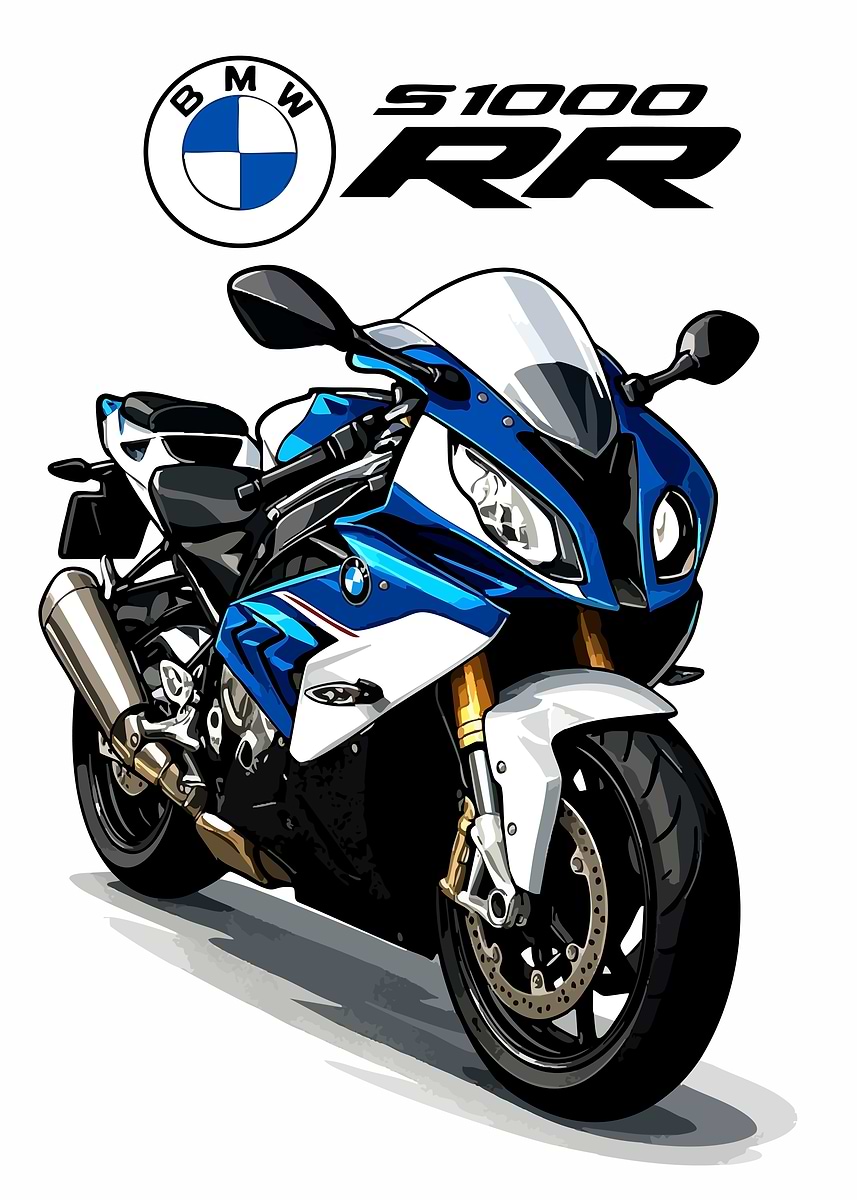 'BMW S1000 RR Motorcycle Illustration' Poster, picture, metal print ...