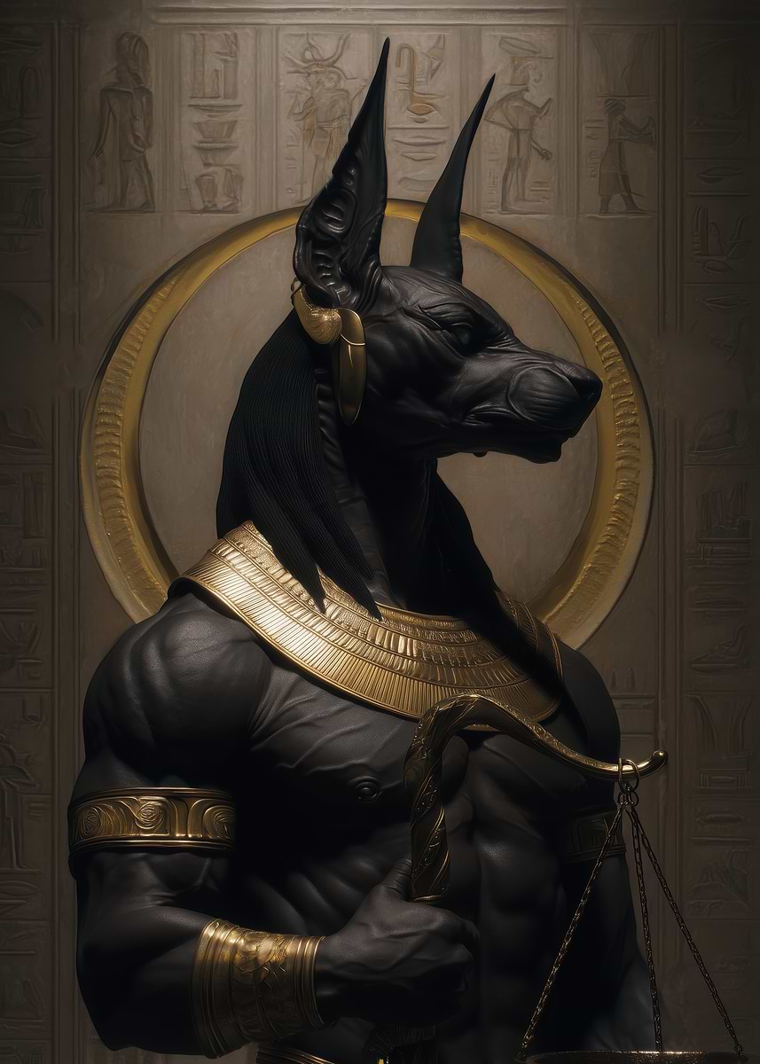 Anubis with Scales of Justice' Poster, picture, metal print, paint