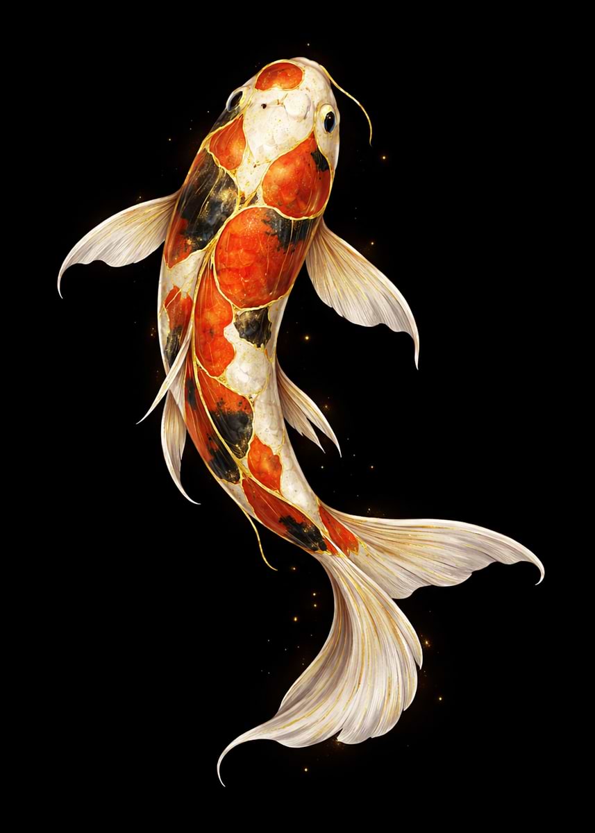 Kintsugi Fish 'Kintsugi Koi Fish – Strength in Imperfection' Poster, picture, metal ...