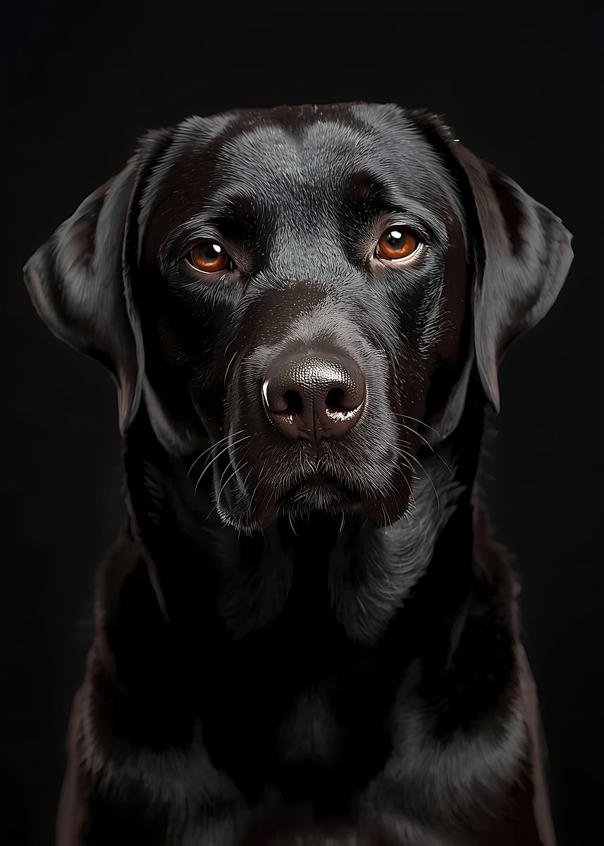 'Portrait of a Black Labrador Retriever' Poster, picture, metal print ...
