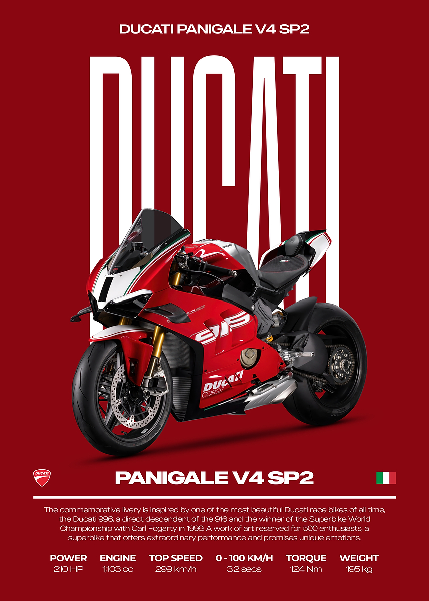 Ducati Panigale V4 SP2 Motorcycle Poster' Poster, picture, metal