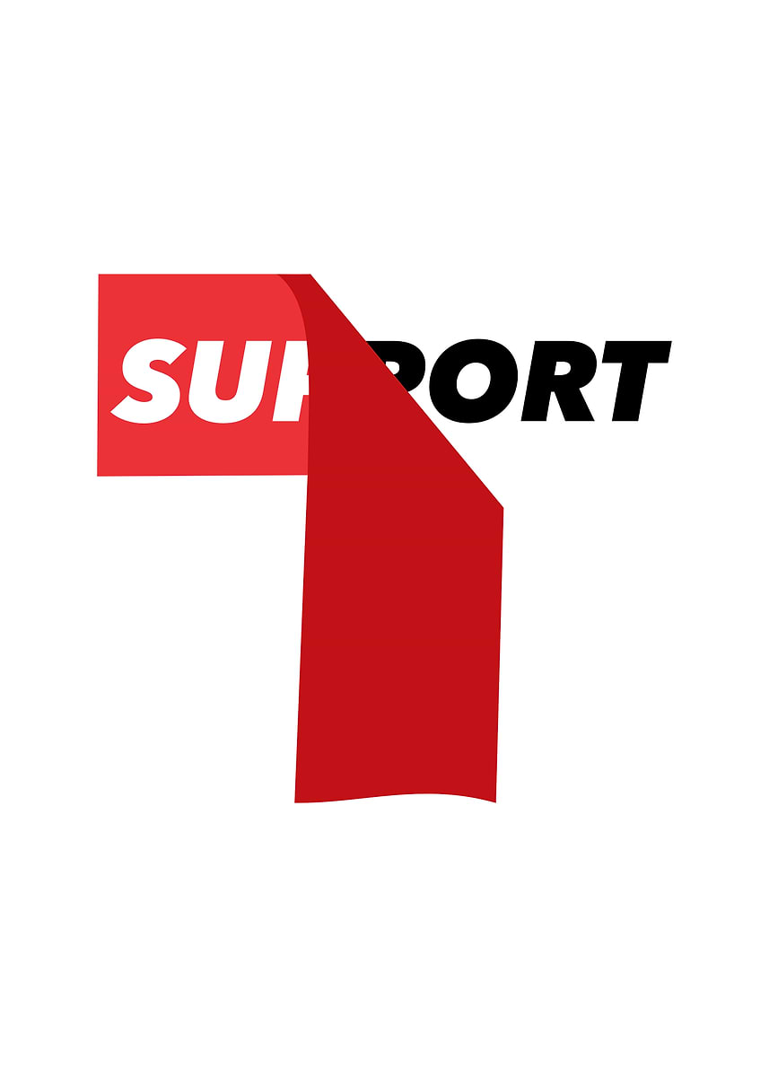 'Support Text Graphic with Red Element' Poster, picture, metal print ...