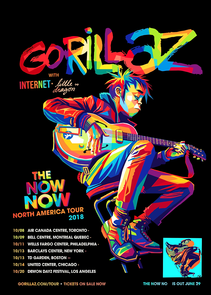 Gorillaz The Now Now Tour Poster' Poster, picture, metal print
