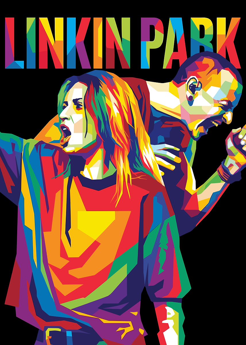 Linkin Park Colorful Portrait' Poster, picture, metal print, paint