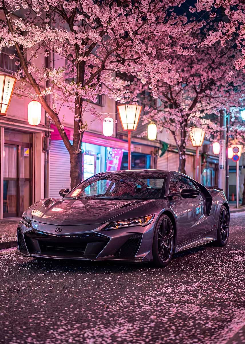 Acura NSX Cherry Blossoms' Poster, picture, metal print, paint by