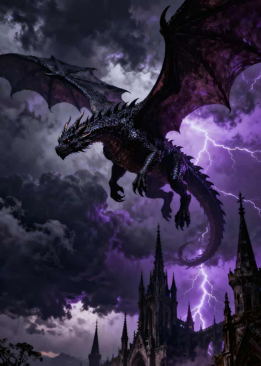 'Dragon's Shadow Realm' Poster, picture, metal print, paint by ...