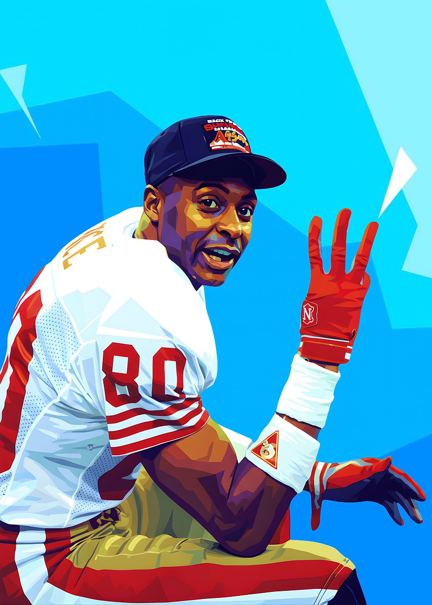 'Jerry Rice Portrait' Poster, picture, metal print, paint by Azlan ...