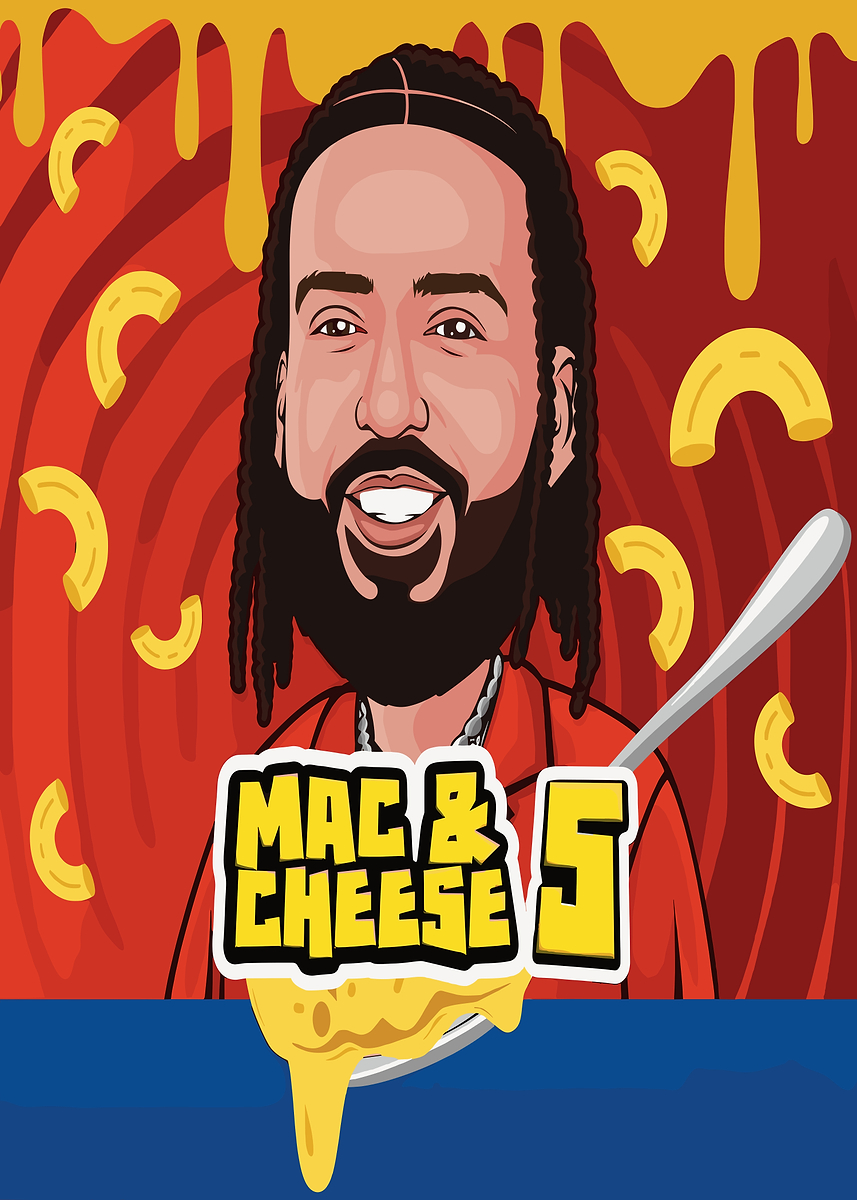 'Mac & Cheese 5 Cartoon Illustration' Poster, picture, metal print ...