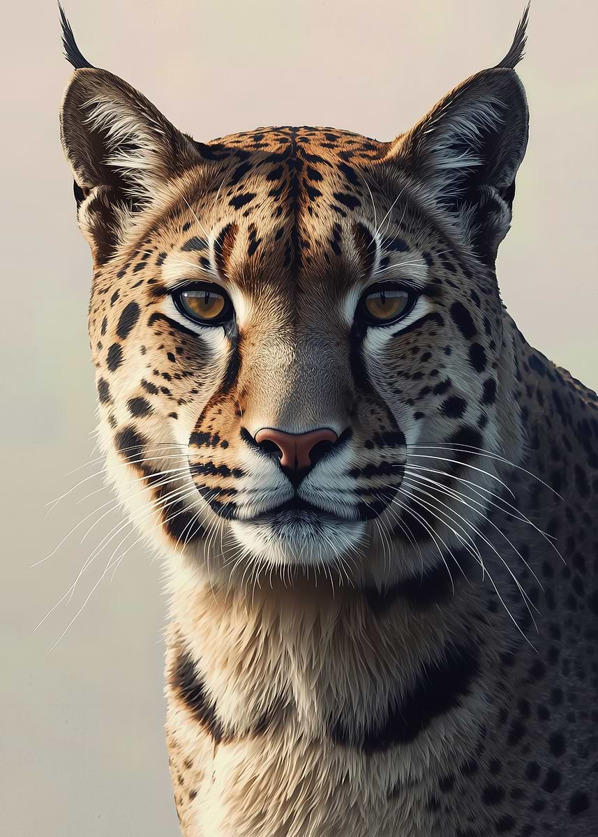 'Majestic Leopard Portrait - Hyperrealistic Wildlife Digital Art Print ...