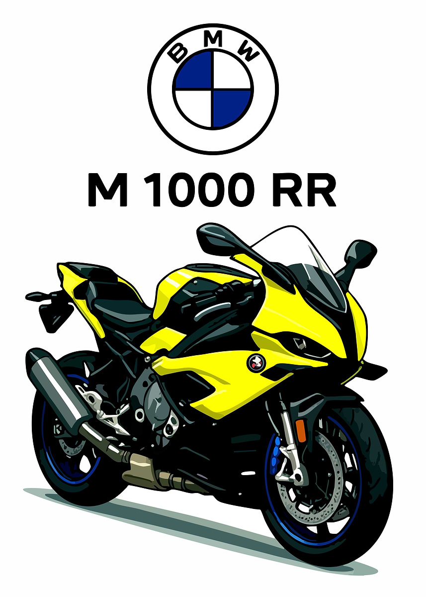 'BMW M 1000 RR Motorcycle Illustration' Poster, picture, metal print ...