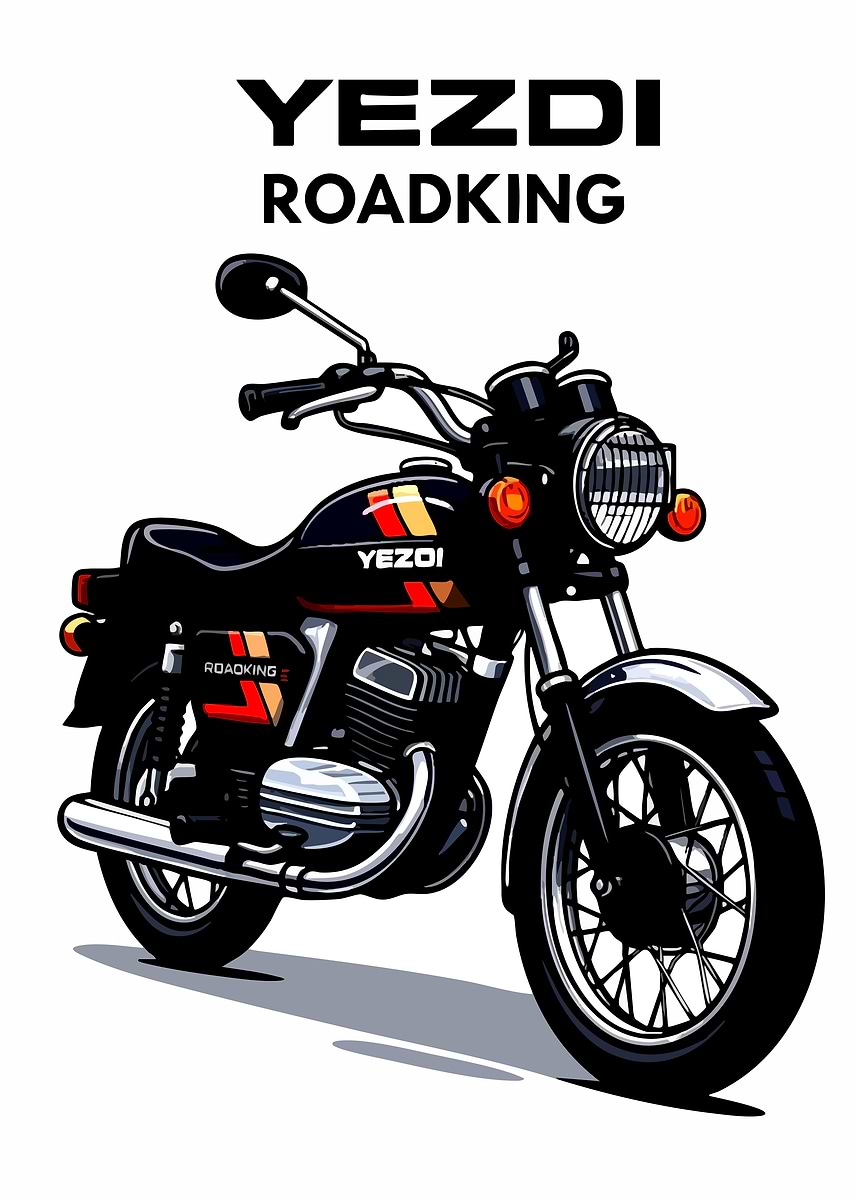'Yezdi Roadking Motorcycle Illustration' Poster, picture, metal print ...