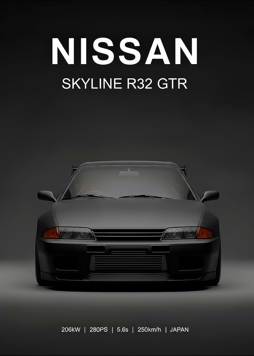 Nissan Skyline R32 GTR Car Poster' Poster, picture, metal print